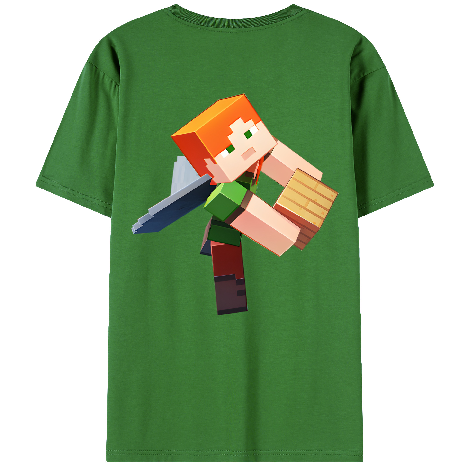（画像用） マインクラフト ブロックの世界 Minecraft MC Block world レディース半袖Tシャツ(バックプリント)
